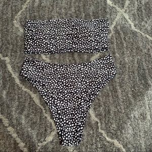 Navy and white bathing suit